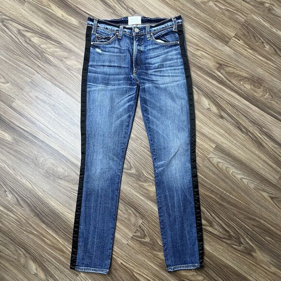 McGuire Anthro Size 28 Jeans Tuxedo Striped Vintage Mid Rise Slim Stretch Denim - Picture 6 of 16